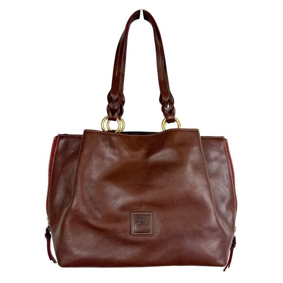 Dooney & Bourke Florentine Large Zip Tote Bag Brown Leather $588 - Picture 1 of 13